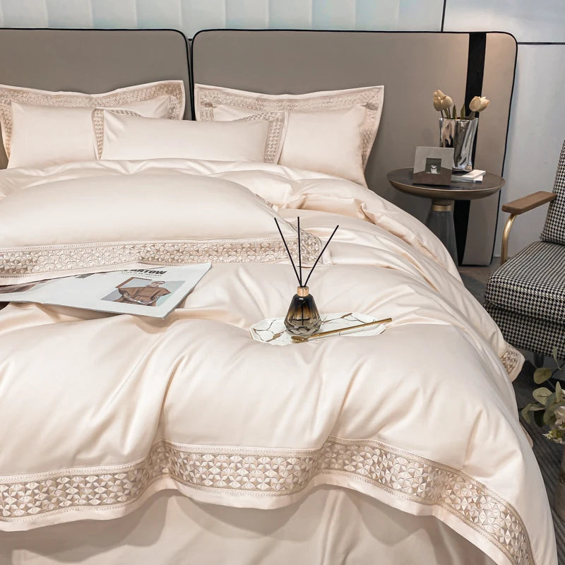 Embroidered Egyptian Cotton Duvet Set