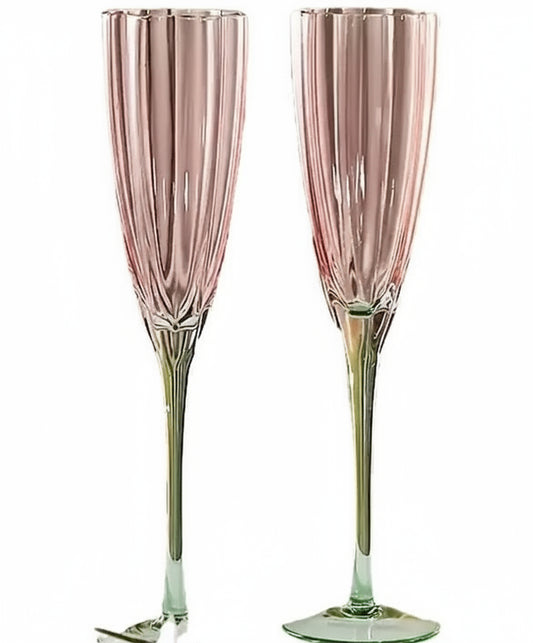 Blush Petal Champagne Flutes – Sophisticated Pink-Tinted Elegance