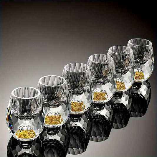 Golden Mountain Crystal Whiskey Tumblers – 6-Piece