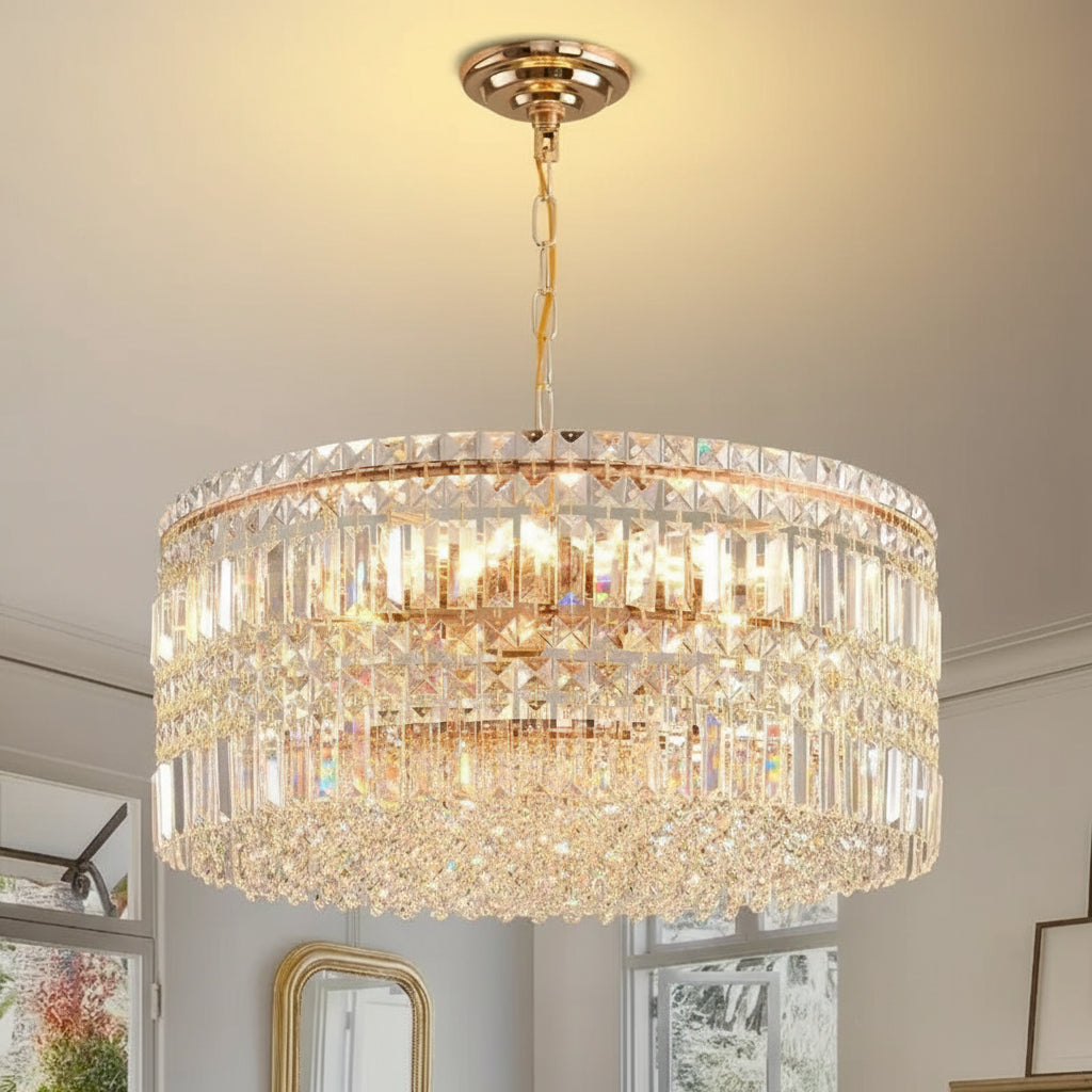 Modern Round Crystal Chandelier – 12-Light Elegance