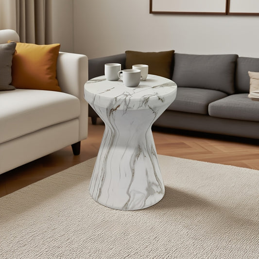 Carrara Marble Round Side Table – Compact Luxury Accent