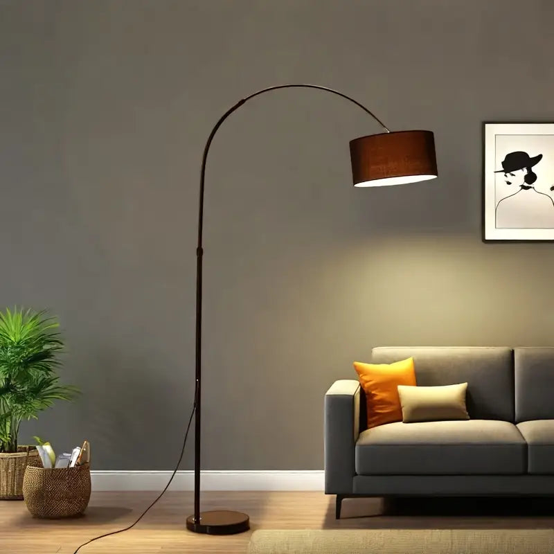 Wabi-Sabi Black Arc Floor Lamp – Midnight Bend Edition
