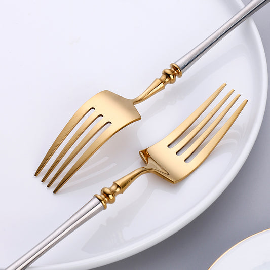 Imperium Flatware Set – Gold & White 6-Piece Luxury