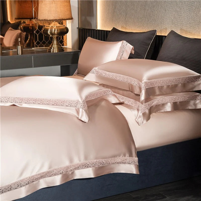Willa Rose Gold – Modern Satin Egyptian Cotton Bedding Set 1400TC!