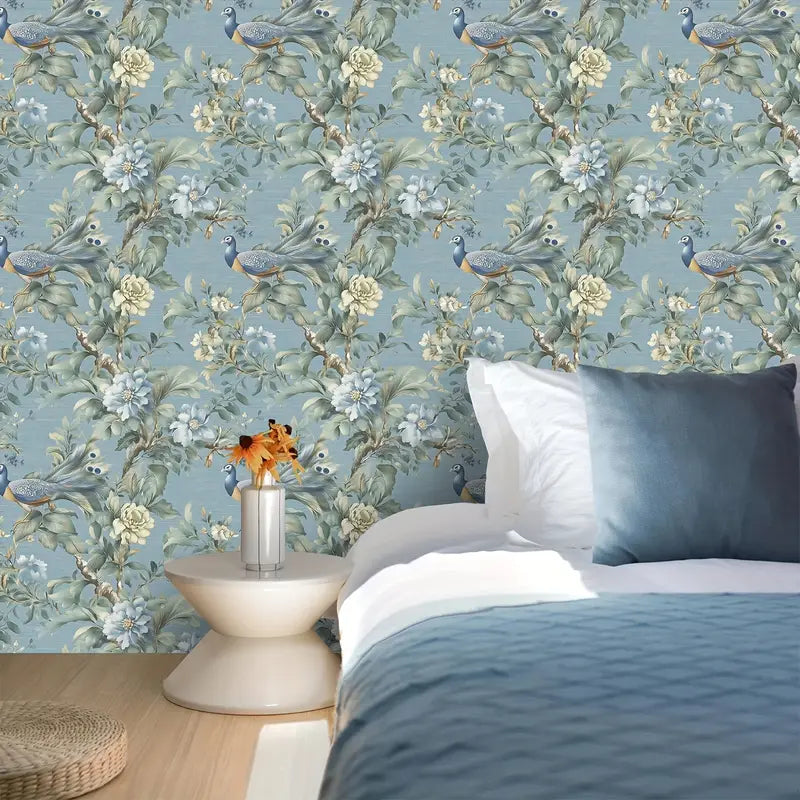 Blue Peacock Peel & Stick Wallpaper – Eternal Spring