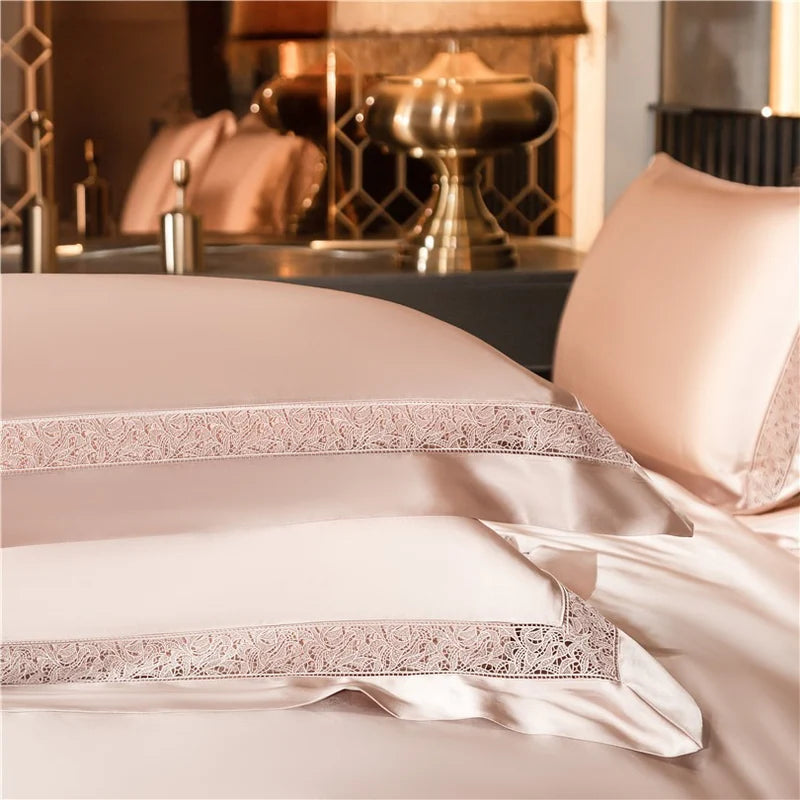 Willa Rose Gold – Modern Satin Egyptian Cotton Bedding Set 1400TC!