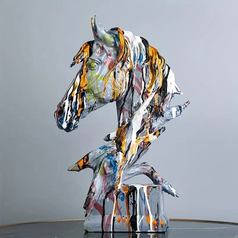 Abstract Resin Horse Head Sculpture – Wild Muse