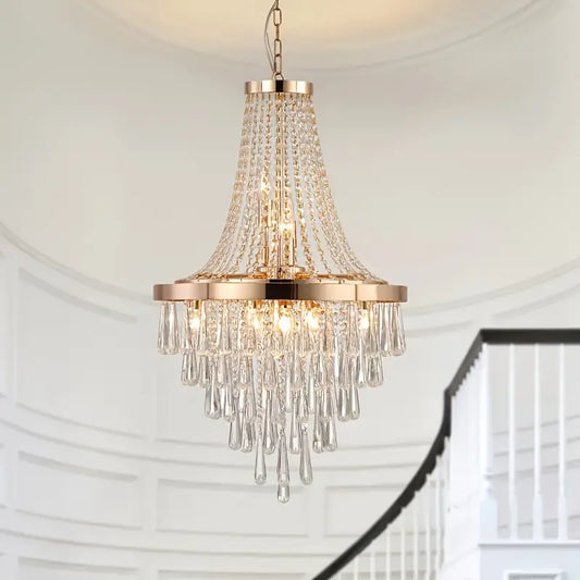 Upstaged Living Empire Crystal Chandelier - Double Tier Pendant (Rose Gold)