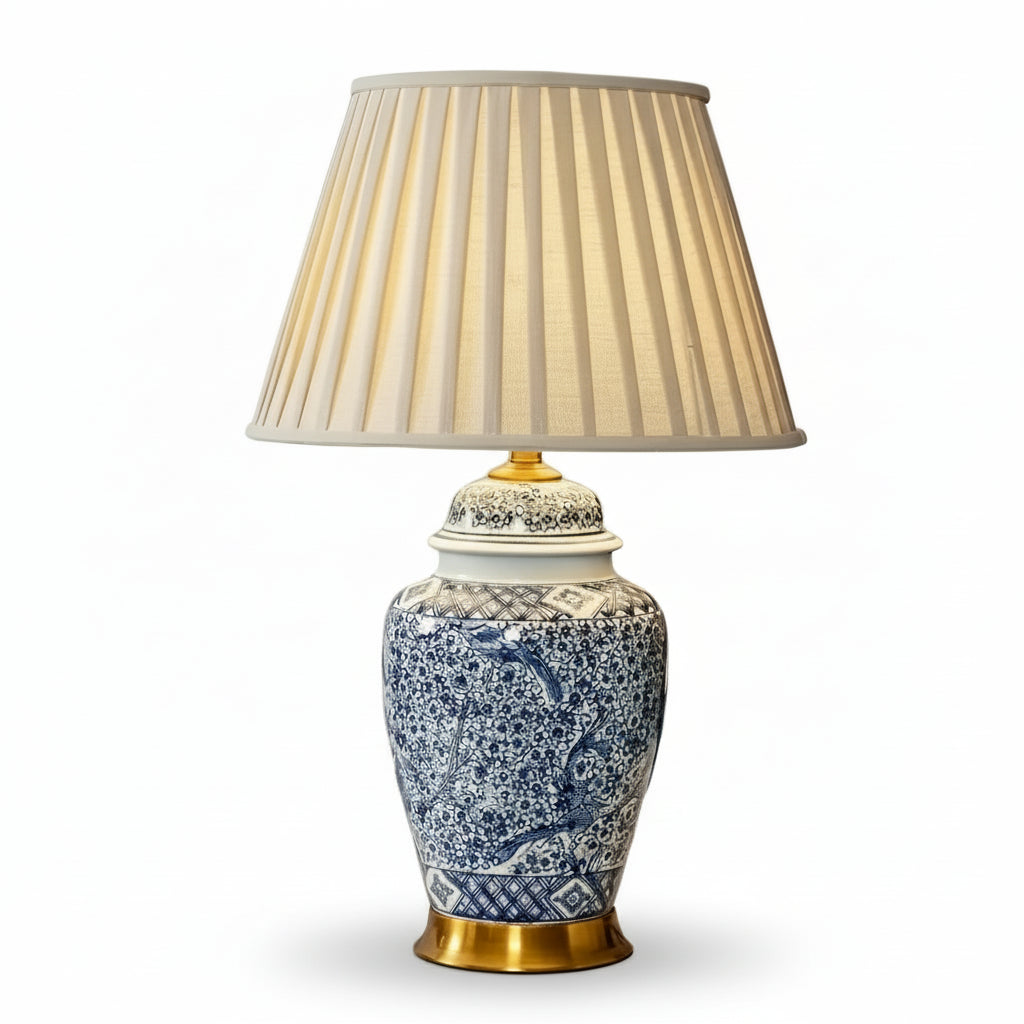 Decorative table lamp with pleated shade