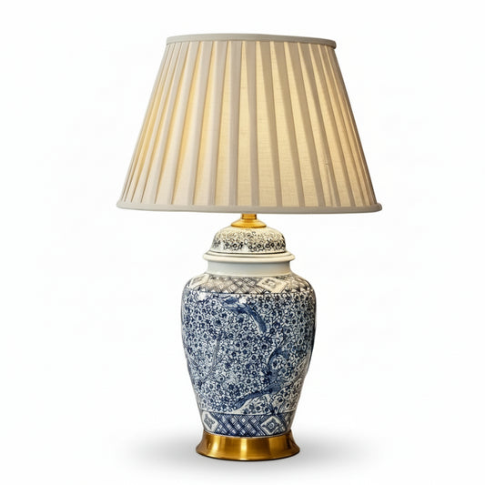 Decorative table lamp with pleated shade