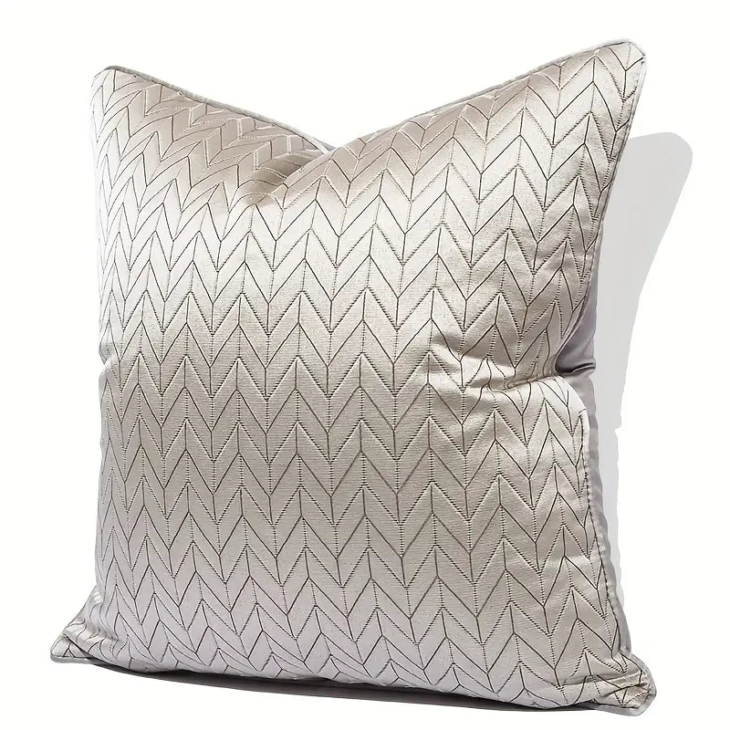 Grey geometric cushion, Silky Grid Large