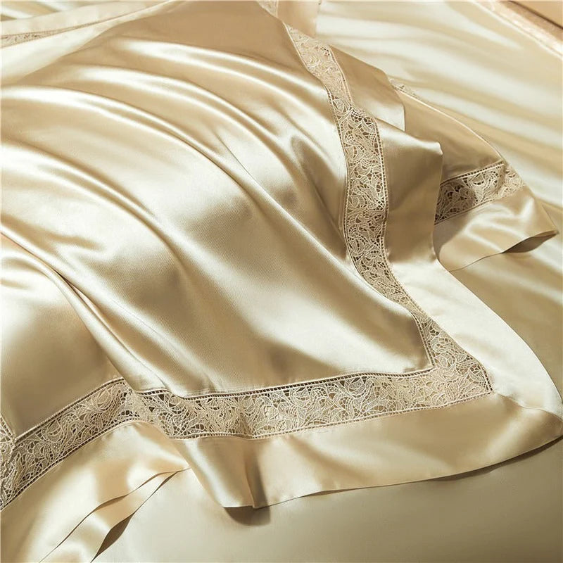Willa Gold – Modern Satin Egyptian Cotton Bedding Set 1400TC