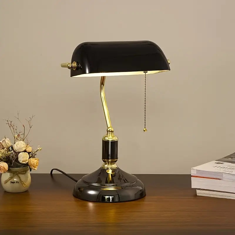 Vintage Black Banker's Lamp