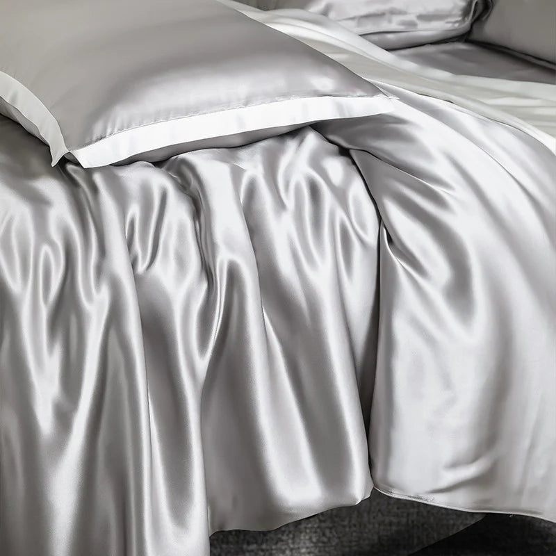 Royalis Mulberry Silk King Bedding – Cityscapes Silver