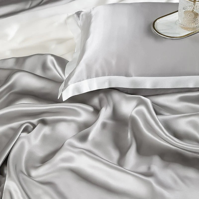Royalis Mulberry Silk King Bedding – Cityscapes Silver