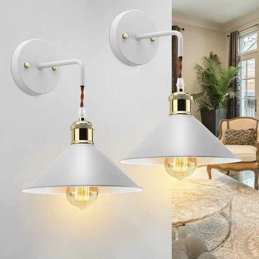 Upstaged Living Vintage Industrial Wall Sconces - Metal Farmhouse Style (2pcs Set)