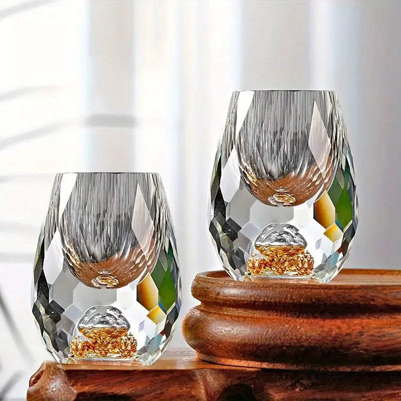 Golden Mountain Crystal Whiskey Tumblers – 2-Piece